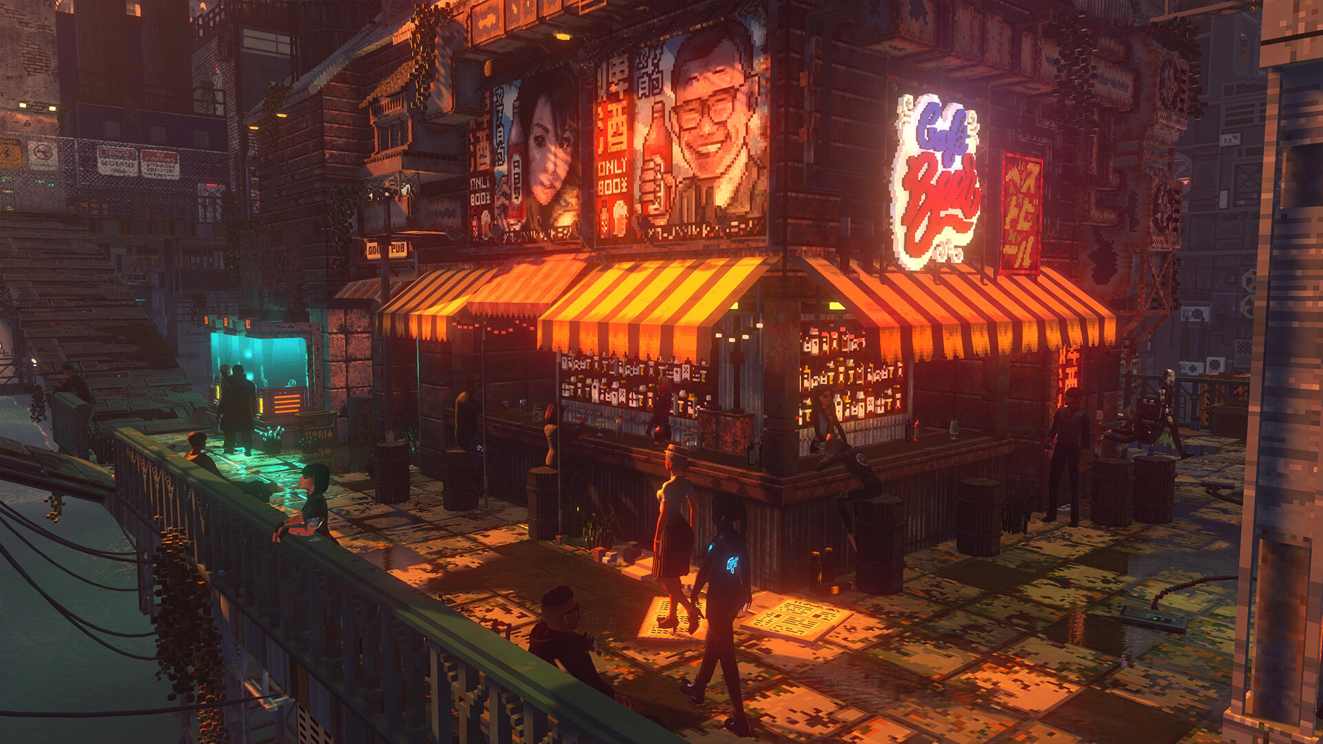 A warmly lit restaurant on a street in Nivalis